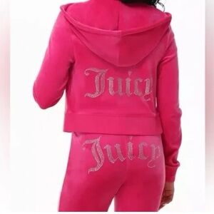 JUICY COUTURE Vixen Pink Rhinestone Velour Track Set NWT